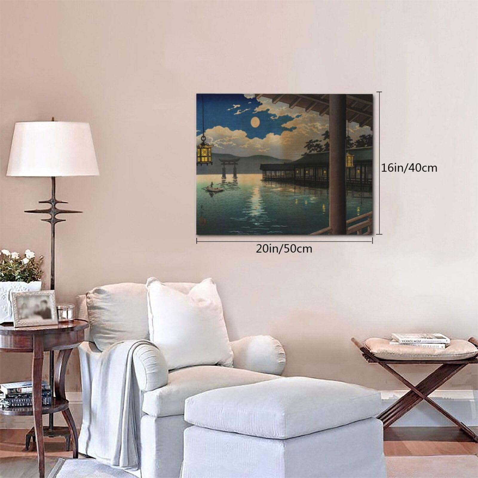 宮島明　油絵　風景画　金色フレーム Amazon.co.jp: アートパネル 土屋光逸 夏の月 宮島 世界の名画